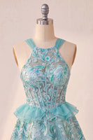 Load image into Gallery viewer, Sparkly Floral Pink Corset Beaded Short Cocktail Dress