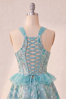 Load image into Gallery viewer, Sparkly Floral Pink Corset Beaded Short Cocktail Dress