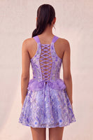 Load image into Gallery viewer, Sparkly Floral Pink Corset Beaded Short Cocktail Dress