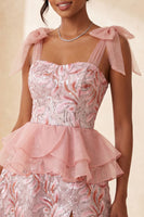 Load image into Gallery viewer, Sparkly Floral Purple Sequin Ruffled Short Cocktail Dress with Bows