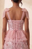 Load image into Gallery viewer, Sparkly Floral Purple Sequin Ruffled Short Cocktail Dress with Bows