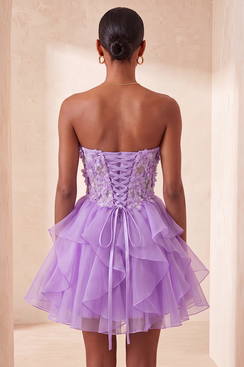 Load image into Gallery viewer, Sage Green Floral Corset Ruffled Short Cocktail Dress