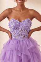 Load image into Gallery viewer, Sage Green Floral Corset Ruffled Short Cocktail Dress