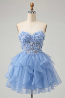 Load image into Gallery viewer, Sage Green Floral Corset Ruffled Short Cocktail Dress