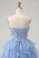 Load image into Gallery viewer, Sage Green Floral Corset Ruffled Short Cocktail Dress