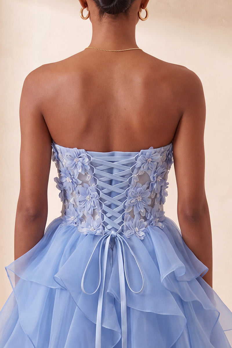 Load image into Gallery viewer, Sage Green Floral Corset Ruffled Short Cocktail Dress