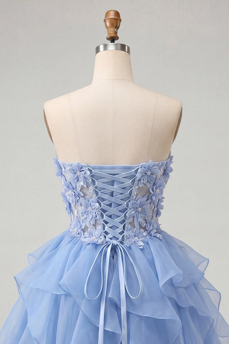 Load image into Gallery viewer, Sage Green Floral Corset Ruffled Short Cocktail Dress