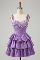 Load image into Gallery viewer, Floral Blue Corset Tiered Ruffled Short Cocktail Dress