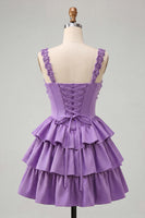 Load image into Gallery viewer, Floral Blue Corset Tiered Ruffled Short Cocktail Dress