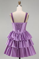 Load image into Gallery viewer, Floral Blue Corset Tiered Ruffled Short Cocktail Dress