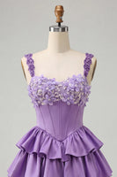 Load image into Gallery viewer, Floral Blue Corset Tiered Ruffled Short Cocktail Dress