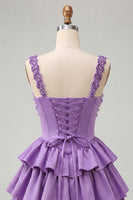 Load image into Gallery viewer, Floral Blue Corset Tiered Ruffled Short Cocktail Dress