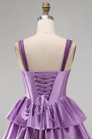 Load image into Gallery viewer, Floral Blue Corset Tiered Ruffled Short Cocktail Dress