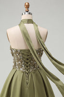Load image into Gallery viewer, Light Purple Floral Beaded A-Line Short Cocktail Dress with Neck Scarf