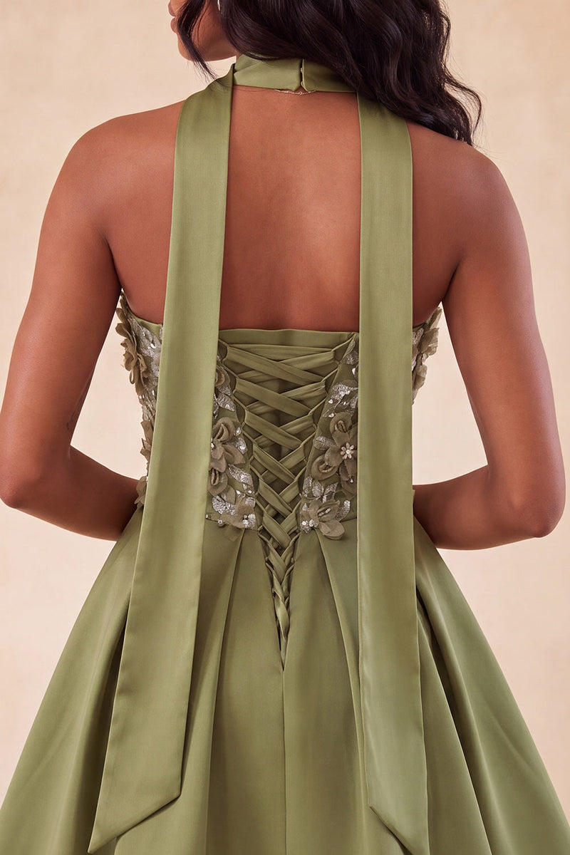Load image into Gallery viewer, Light Purple Floral Beaded A-Line Short Cocktail Dress with Neck Scarf