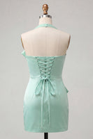 Load image into Gallery viewer, Orange Satin Ruched Tight Short Cocktail Dress with Bow