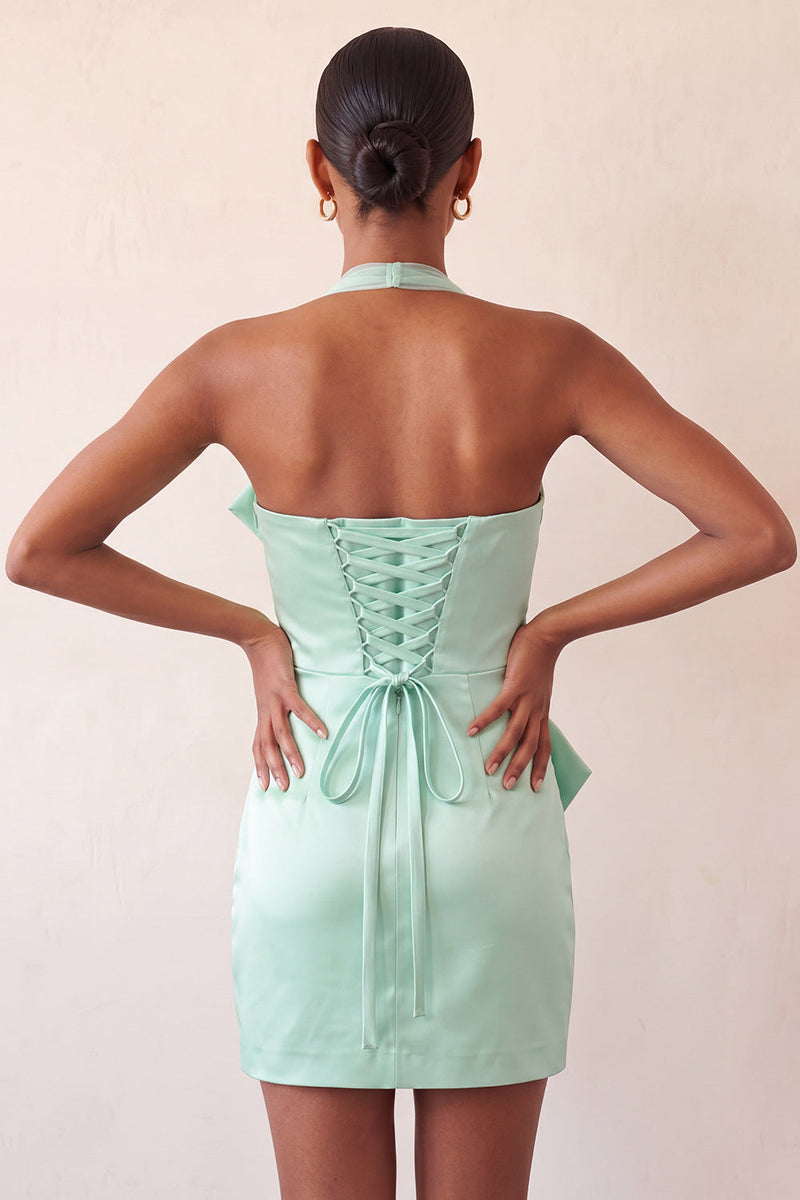 Load image into Gallery viewer, Orange Satin Ruched Tight Short Cocktail Dress with Bow
