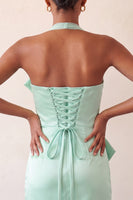 Load image into Gallery viewer, Orange Satin Ruched Tight Short Cocktail Dress with Bow
