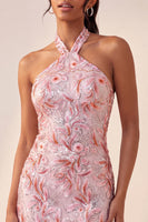 Load image into Gallery viewer, Sparkly Light Blue Floral Halter Sequin Tight Short Cocktail Dress