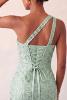 Load image into Gallery viewer, Sparkly Blush Sequin One Shoulder Short Tight Cocktail Dress