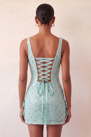 Load image into Gallery viewer, Sparkly Champagne Sequin Tight Short Cocktail Dress with Bows