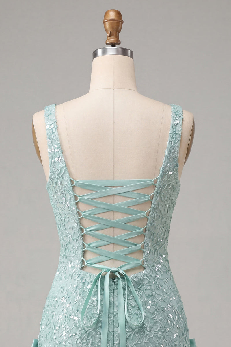 Load image into Gallery viewer, Sparkly Champagne Sequin Tight Short Cocktail Dress with Bows