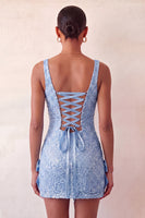 Load image into Gallery viewer, Sparkly Champagne Sequin Tight Short Cocktail Dress with Bows