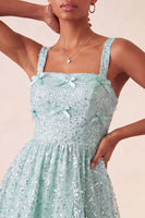 Load image into Gallery viewer, Sparkly Pink Sequin A-Line Short Cocktail Dress with Bows
