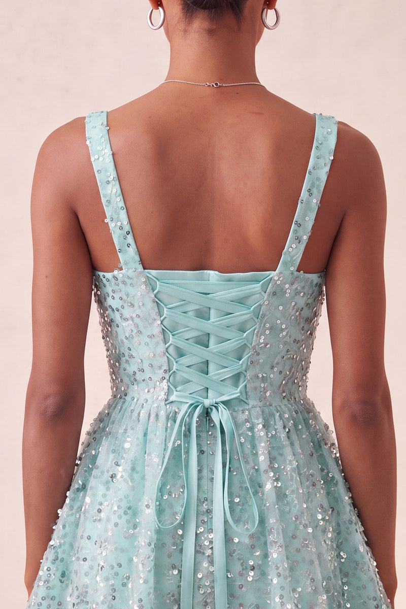 Load image into Gallery viewer, Sparkly Pink Sequin A-Line Short Cocktail Dress with Bows