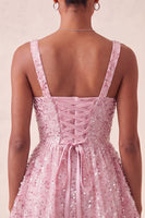 Load image into Gallery viewer, Sparkly Pink Sequin A-Line Short Cocktail Dress with Bows