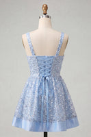 Load image into Gallery viewer, Sparkly Pink Sequin A-Line Short Cocktail Dress with Bows