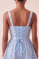 Load image into Gallery viewer, Sparkly Pink Sequin A-Line Short Cocktail Dress with Bows