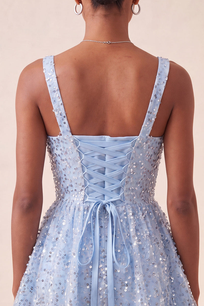 Load image into Gallery viewer, Sparkly Pink Sequin A-Line Short Cocktail Dress with Bows
