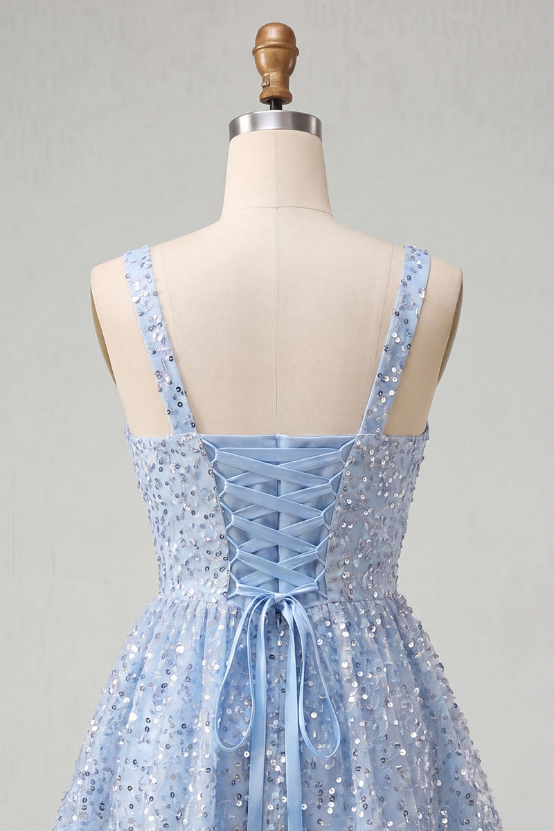 Load image into Gallery viewer, Sparkly Pink Sequin A-Line Short Cocktail Dress with Bows