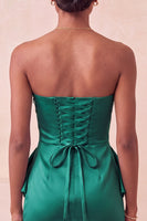 Load image into Gallery viewer, Dark Green Ruched Tight Strapless Short Cocktail Dress with Beading
