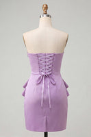 Load image into Gallery viewer, Dark Green Ruched Tight Strapless Short Cocktail Dress with Beading