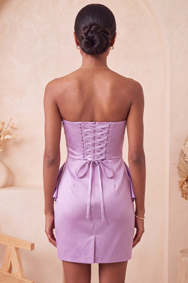 Load image into Gallery viewer, Dark Green Ruched Tight Strapless Short Cocktail Dress with Beading