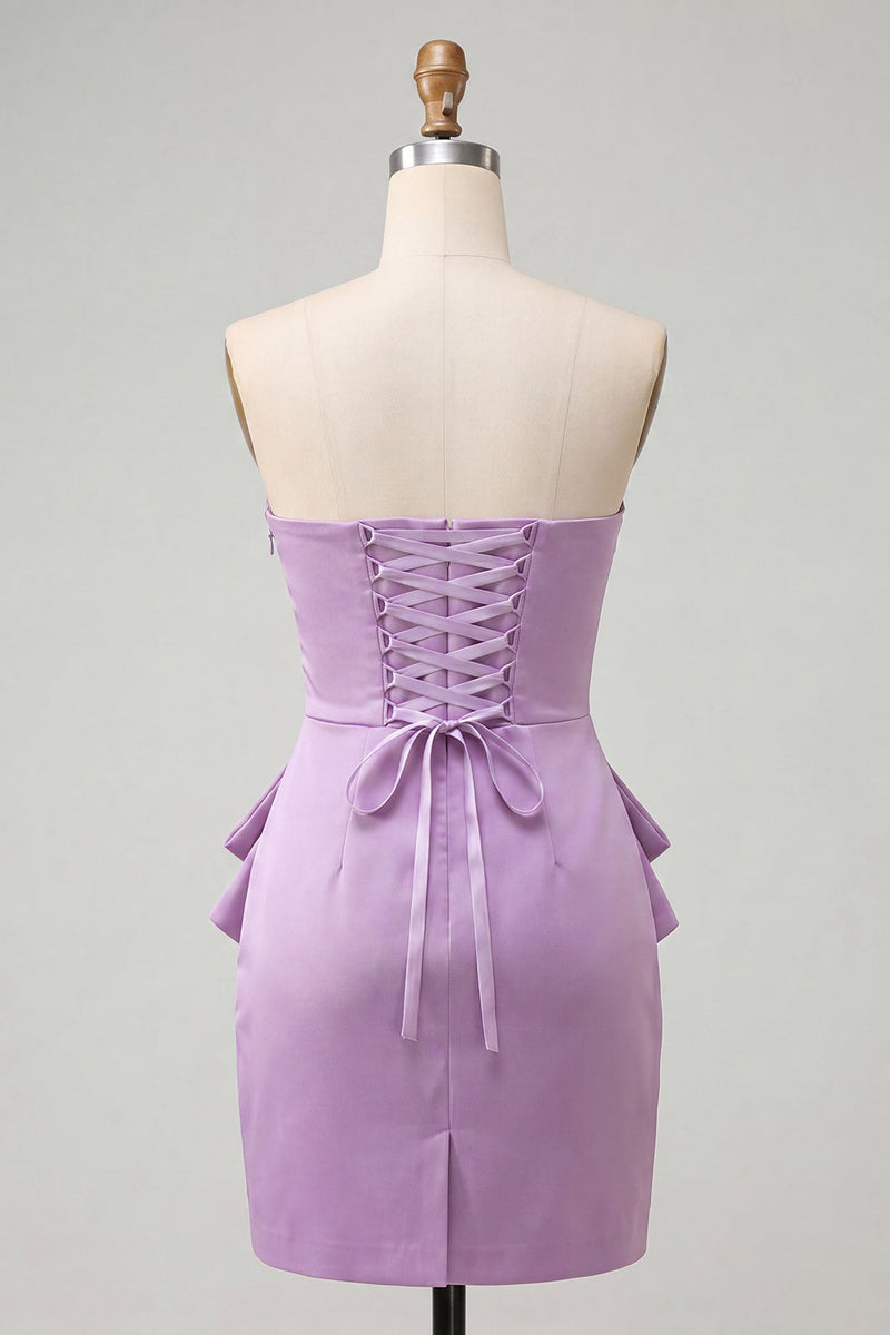 Load image into Gallery viewer, Dark Green Ruched Tight Strapless Short Cocktail Dress with Beading