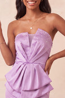 Load image into Gallery viewer, Dark Green Ruched Tight Strapless Short Cocktail Dress with Beading
