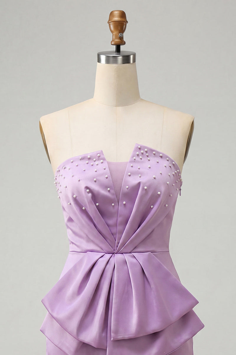 Load image into Gallery viewer, Dark Green Ruched Tight Strapless Short Cocktail Dress with Beading
