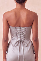Load image into Gallery viewer, Dark Green Ruched Tight Strapless Short Cocktail Dress with Beading