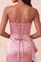Load image into Gallery viewer, Fuchsia Ruched Strapless Tight Short Cocktail Dress with Sash