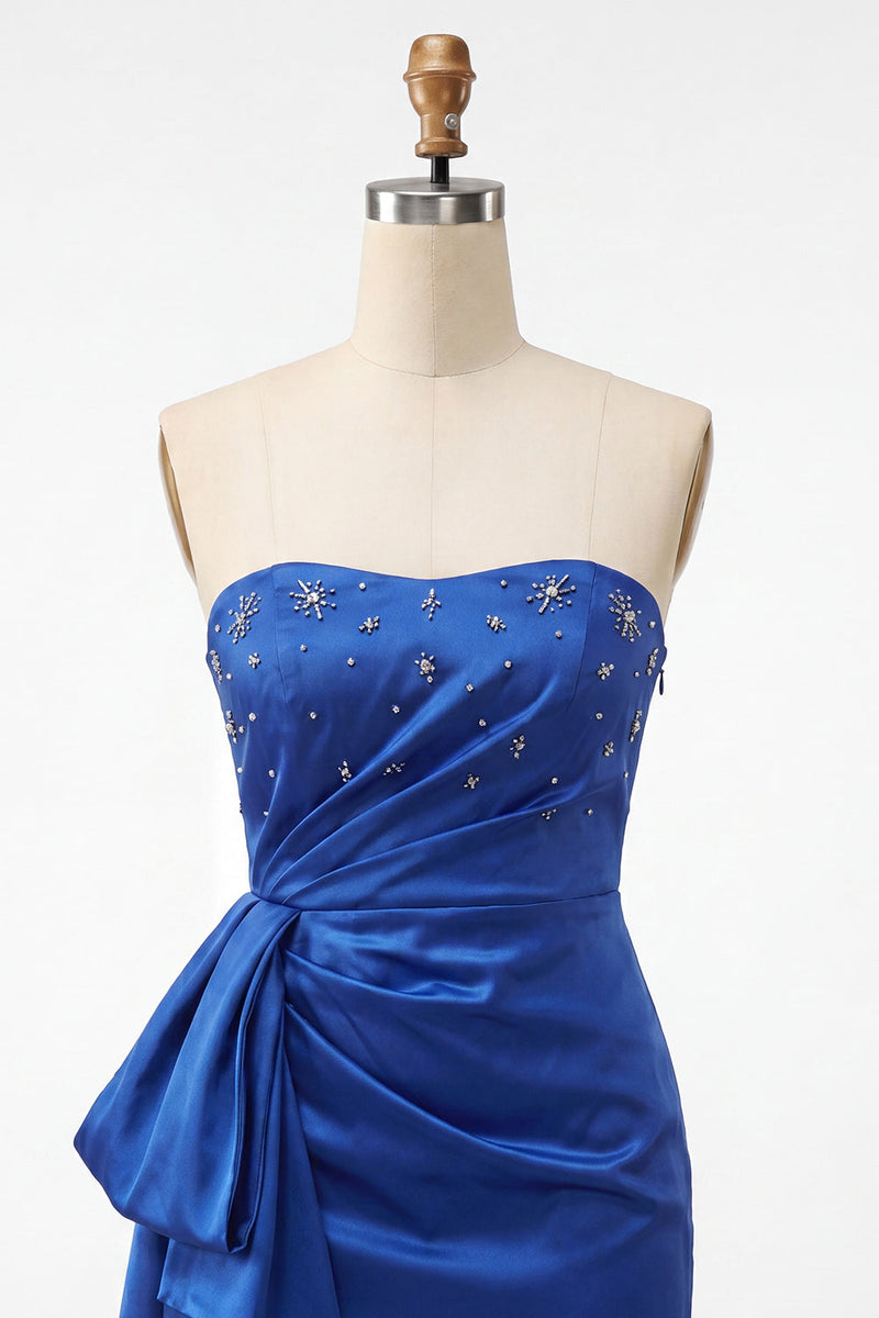 Load image into Gallery viewer, Fuchsia Ruched Strapless Tight Short Cocktail Dress with Sash