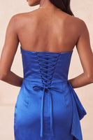Load image into Gallery viewer, Fuchsia Ruched Strapless Tight Short Cocktail Dress with Sash