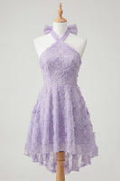 Load image into Gallery viewer, Floral Mint Green Beaded A Line High Low Cocktail Dress