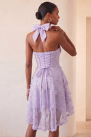 Load image into Gallery viewer, Floral Mint Green Beaded A Line High Low Cocktail Dress