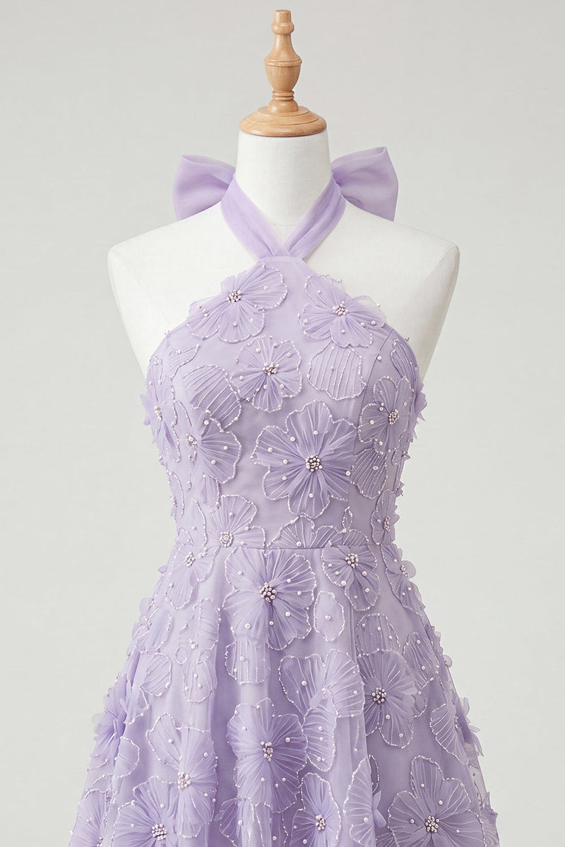 Load image into Gallery viewer, Floral Mint Green Beaded A Line High Low Cocktail Dress