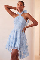 Load image into Gallery viewer, Floral Mint Green Beaded A Line High Low Cocktail Dress