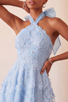 Load image into Gallery viewer, Floral Mint Green Beaded A Line High Low Cocktail Dress