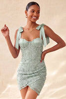Load image into Gallery viewer, Floral Lilac Corset Beaded Tight Short Cocktail Dress